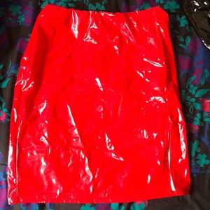 Red Vinyl Mini Skirt